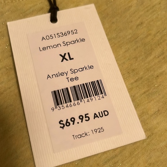 MARCS Ansley Sparkle Lemon Yellow Metallic Cotton Crew Neck T Shirt NWT RRP$70 - Picture 8 of 8